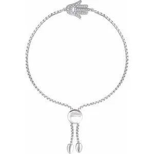 Sterling Silver 1/5 CTW Diamond Hamsa Adjustable Bolo Bracelet
