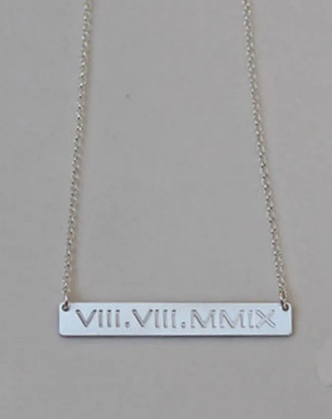 Sterling Silver Bar Necklace Personalized