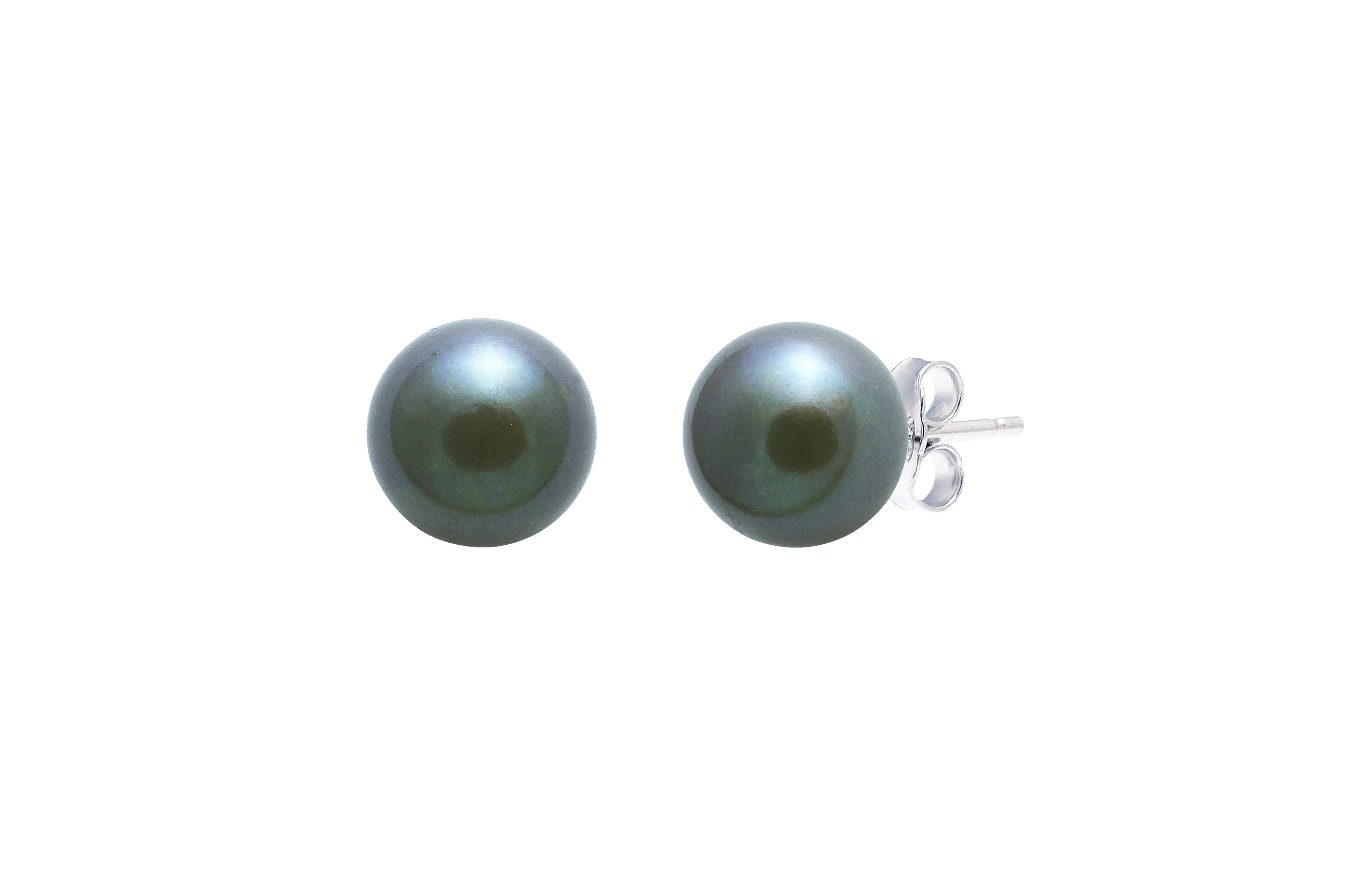 Sterling Silver Black Freshwater Pearl 'Button' Stud Earrings
