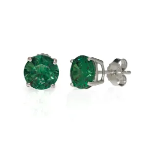 Sterling Silver Emerald 4 CT Stud Earrings