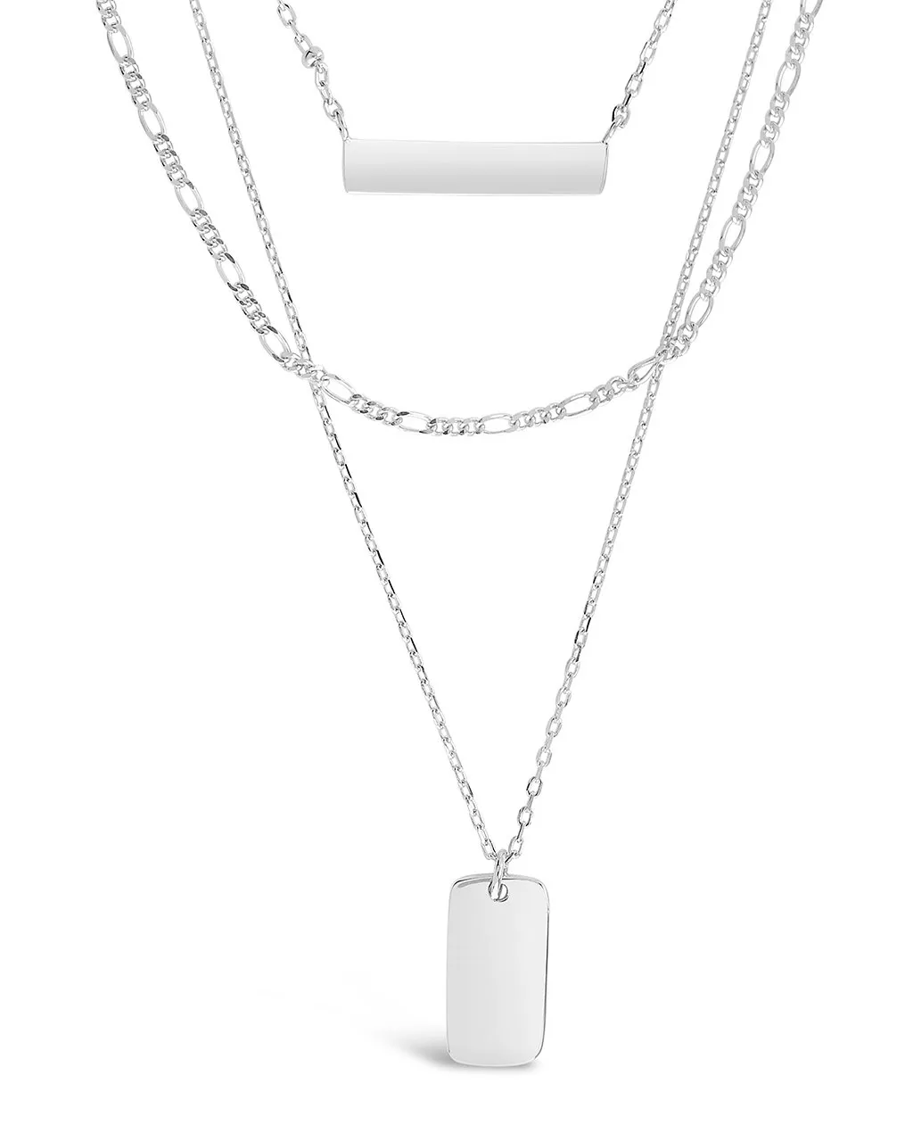 Sterling Silver Layered Bar Necklace