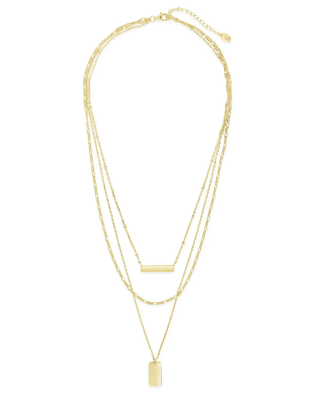 Sterling Silver Layered Bar Necklace