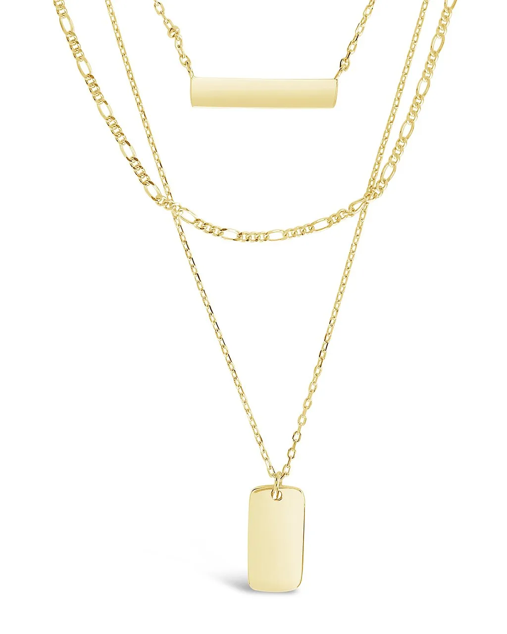 Sterling Silver Layered Bar Necklace