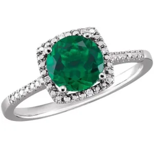 Sterling Silver May Birthstone Halo Ring