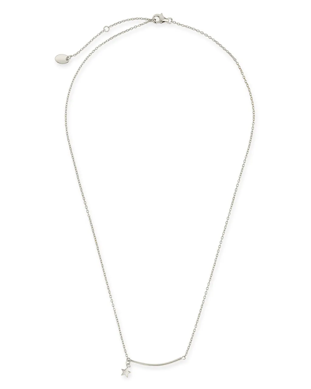 Sterling Silver Polished Bar & Star Drop Necklace