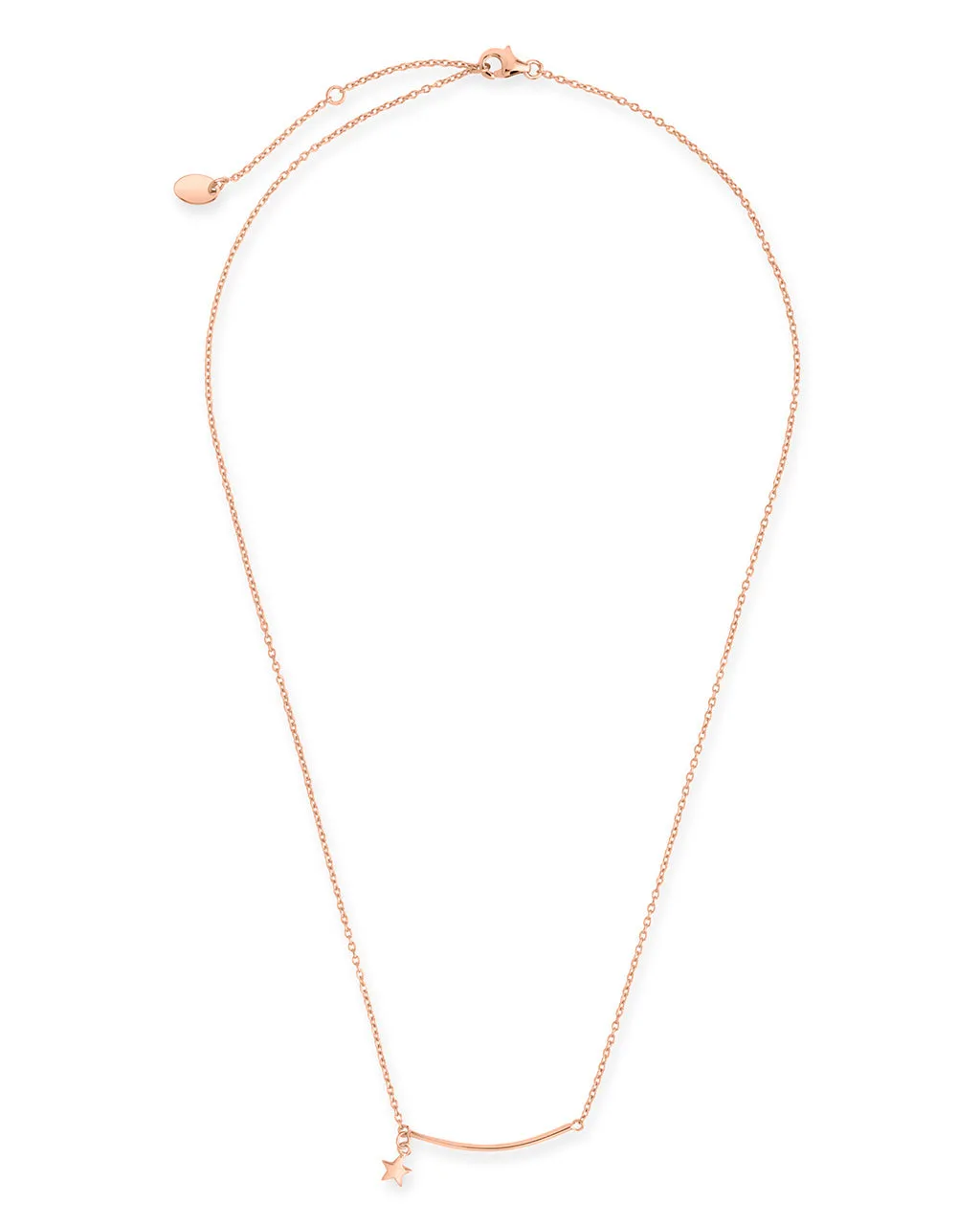 Sterling Silver Polished Bar & Star Drop Necklace