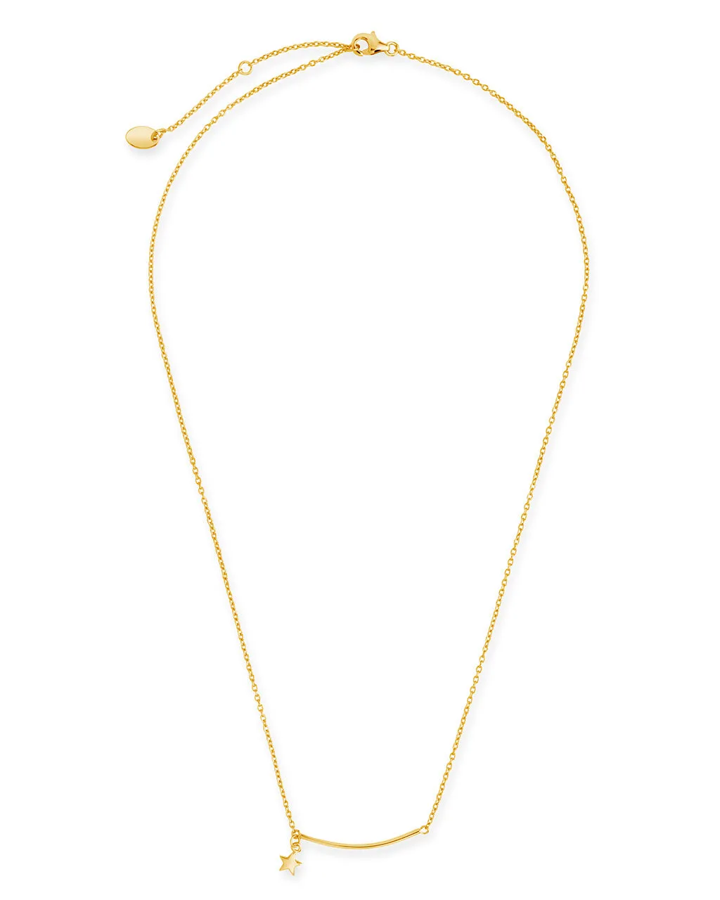 Sterling Silver Polished Bar & Star Drop Necklace