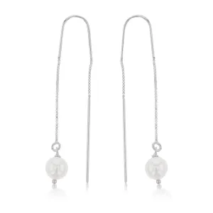 Sterling Silver Single Pearl Threader Earring