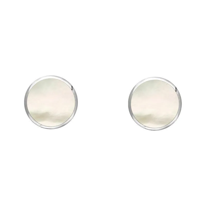 Sterling Silver White Mother of Pearl 4mm Classic Small Round Stud Earrings