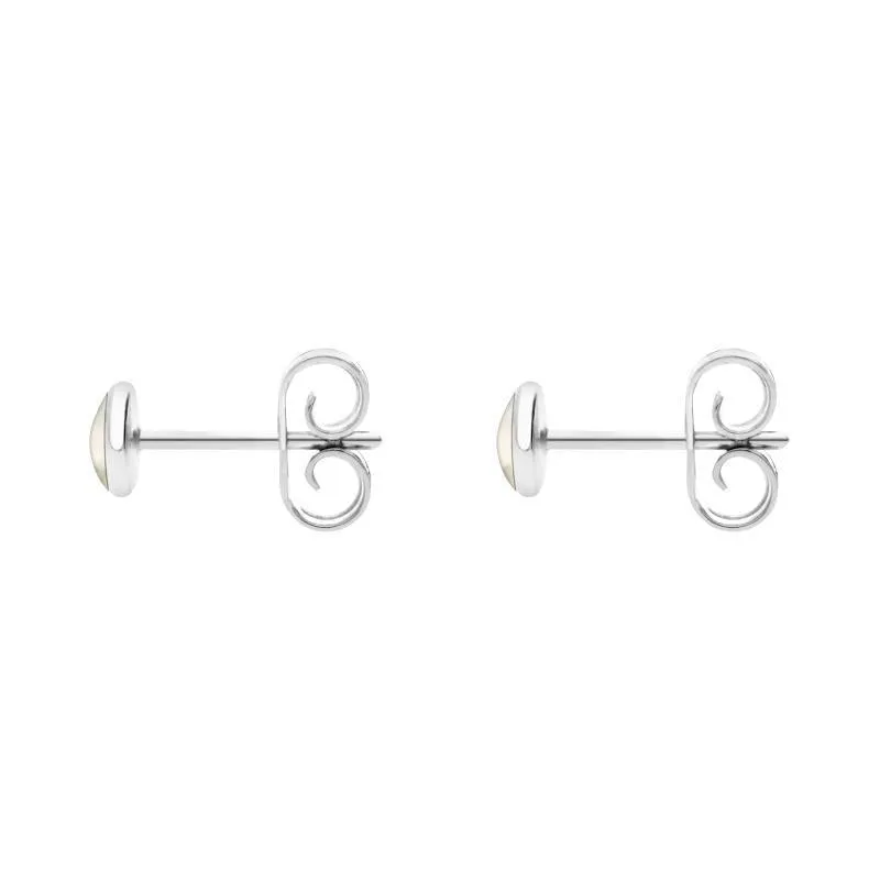Sterling Silver White Mother of Pearl 4mm Classic Small Round Stud Earrings