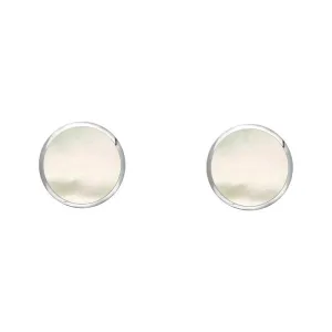 Sterling Silver White Mother of Pearl 4mm Classic Small Round Stud Earrings