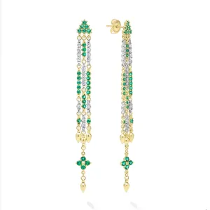 Studio 18K Gold Emerald and Diamond Drop Earrings