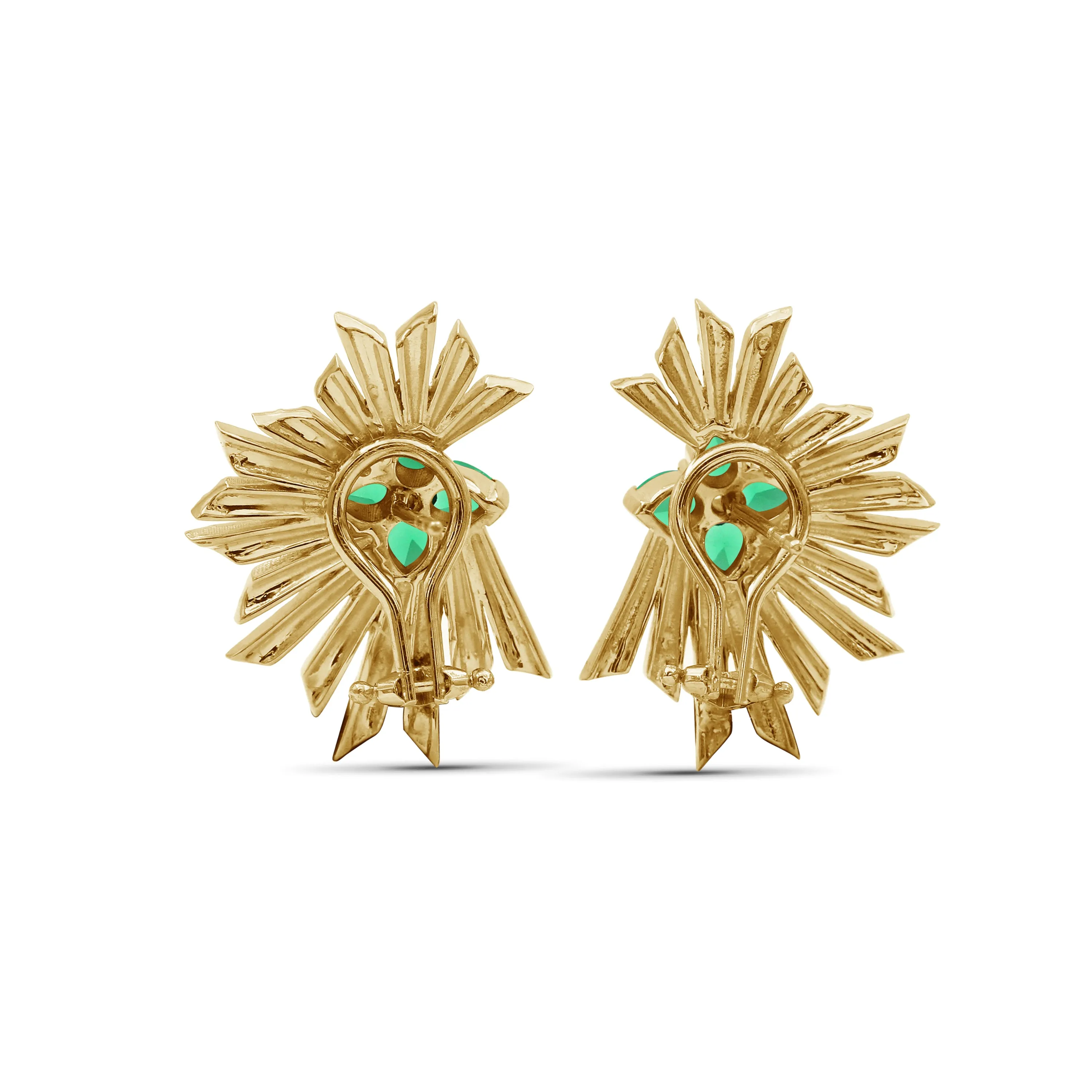 Sunray Emerald 1.05ct and Diamond 1.85ct Earring in 18K Gold