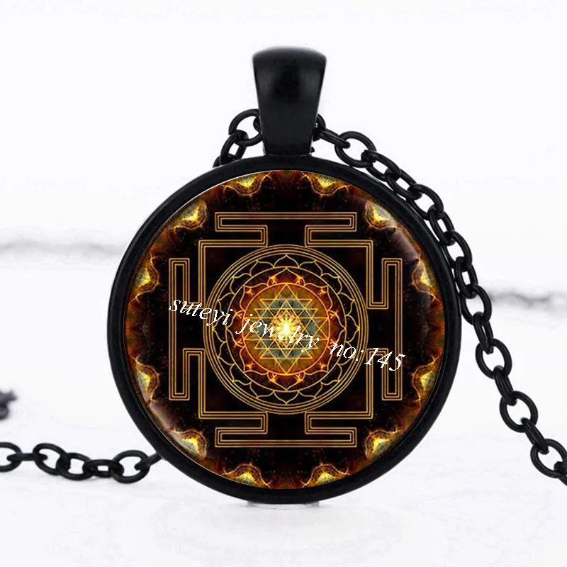 SUTEYI Fashion 2017 Buddhist Sri Yantra Pendant Necklace Sacred Geometry Sri Yantra Jewelry, Wholesale Jewelry