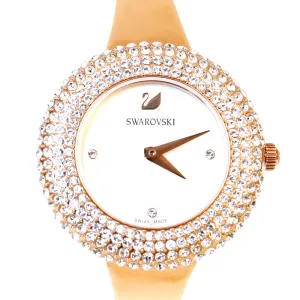 Swarovski Crystal Rose Watch Metal Bracelet White Rose-Gold Tone