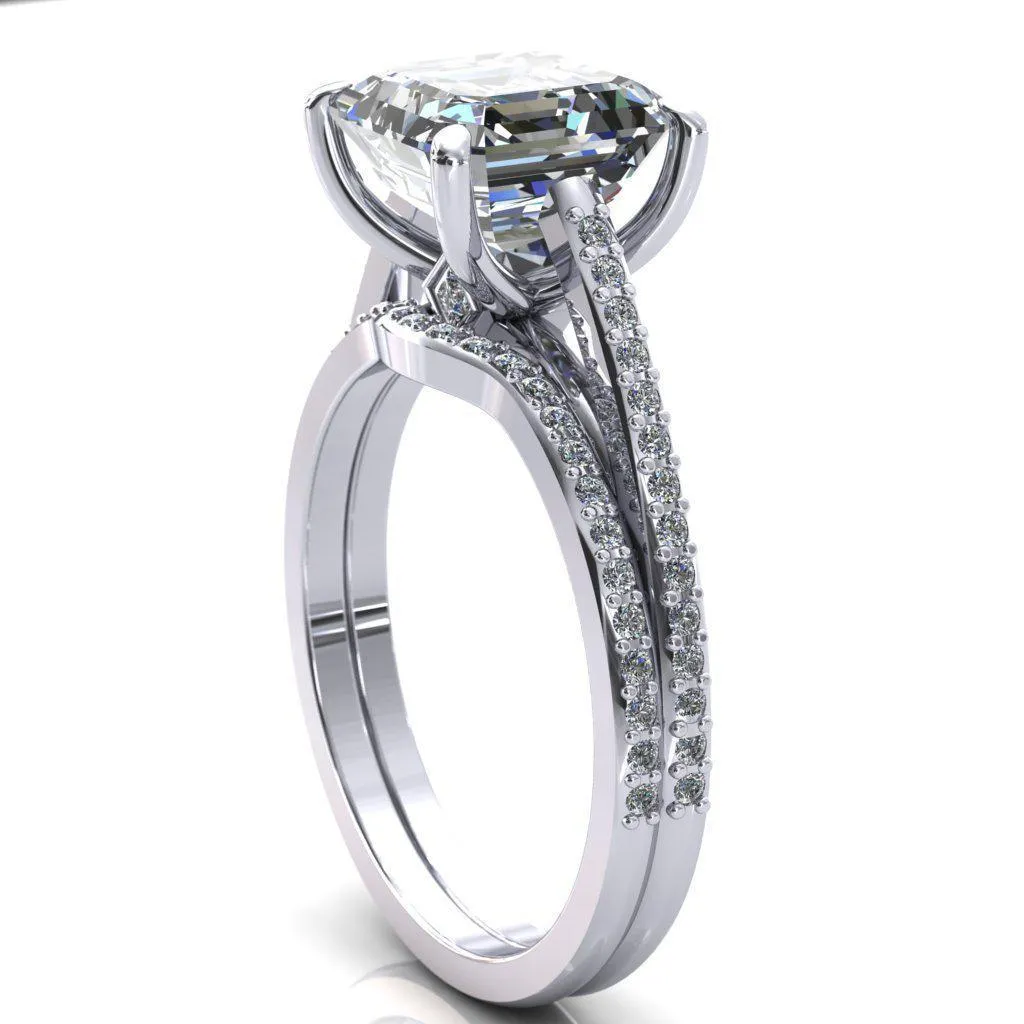 Sylvia Asscher Moissanite Half-Eternity Diamond Prong-Set Ring