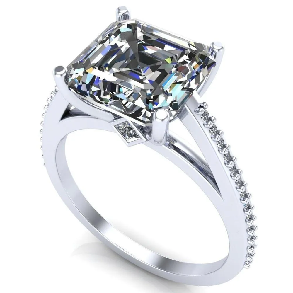 Sylvia Asscher Moissanite Half-Eternity Diamond Prong-Set Ring