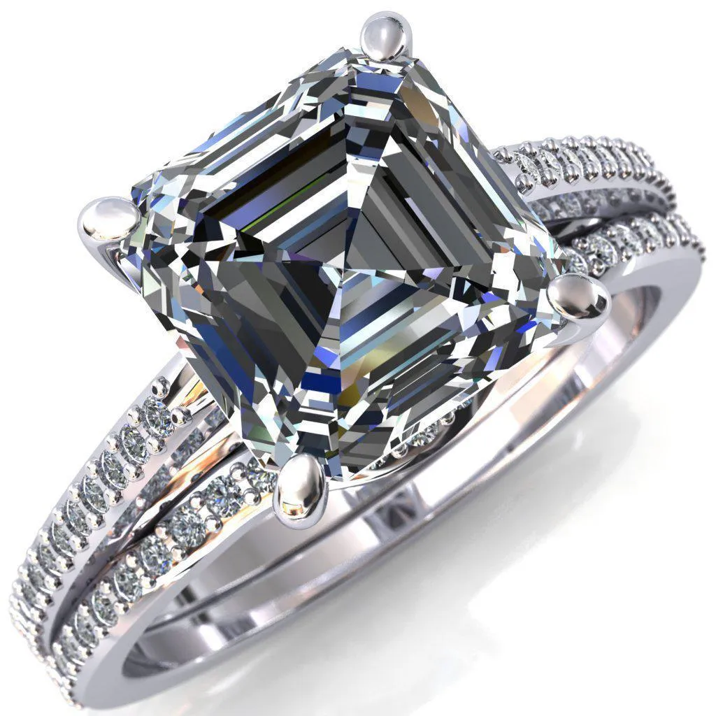 Sylvia Asscher Moissanite Half-Eternity Diamond Prong-Set Ring