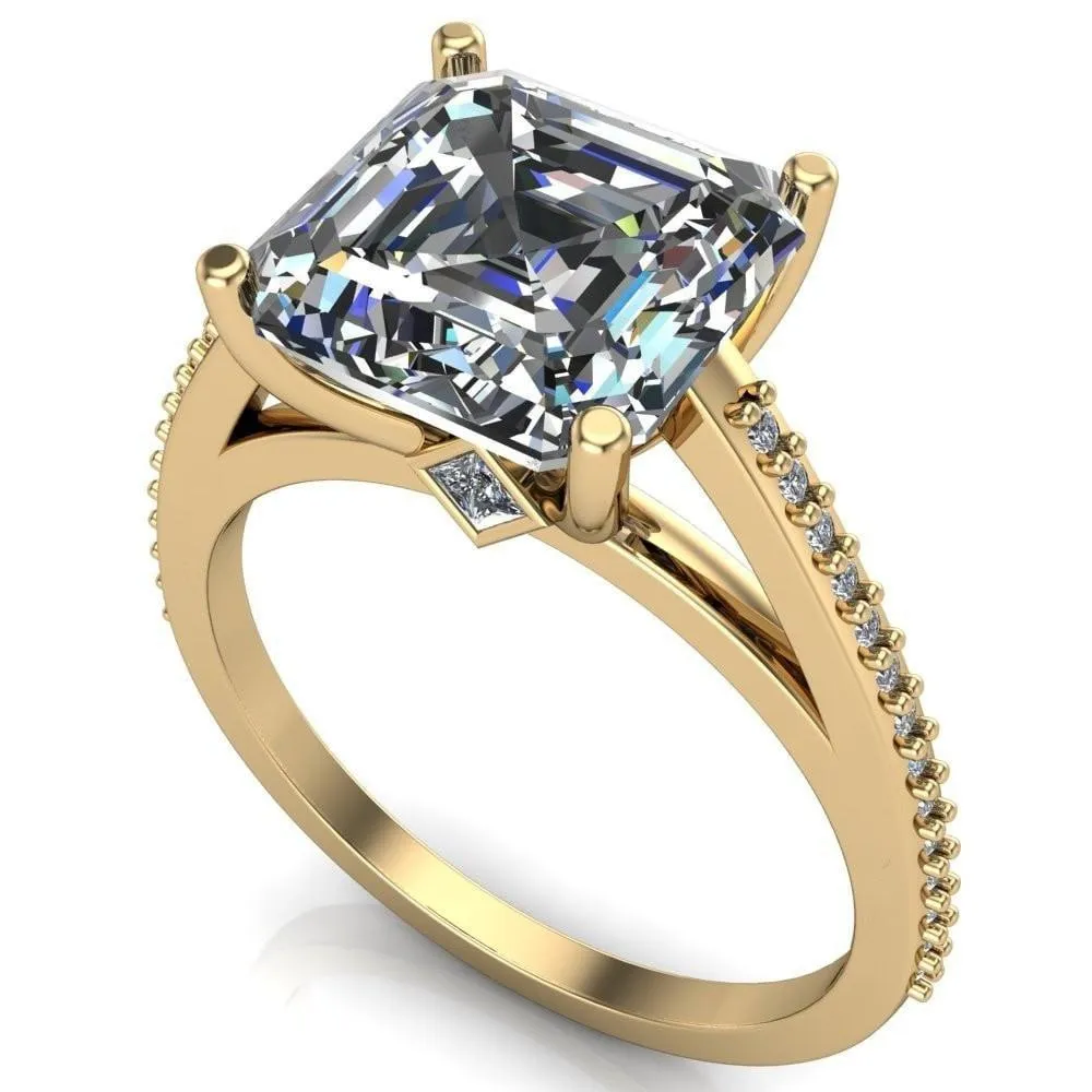 Sylvia Asscher Moissanite Half-Eternity Diamond Prong-Set Ring