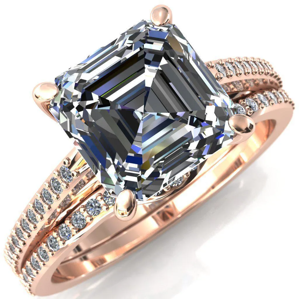Sylvia Asscher Moissanite Half-Eternity Diamond Prong-Set Ring