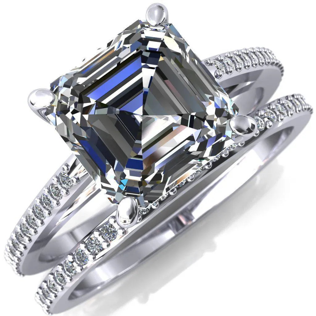 Sylvia Asscher Moissanite Half-Eternity Diamond Prong-Set Ring