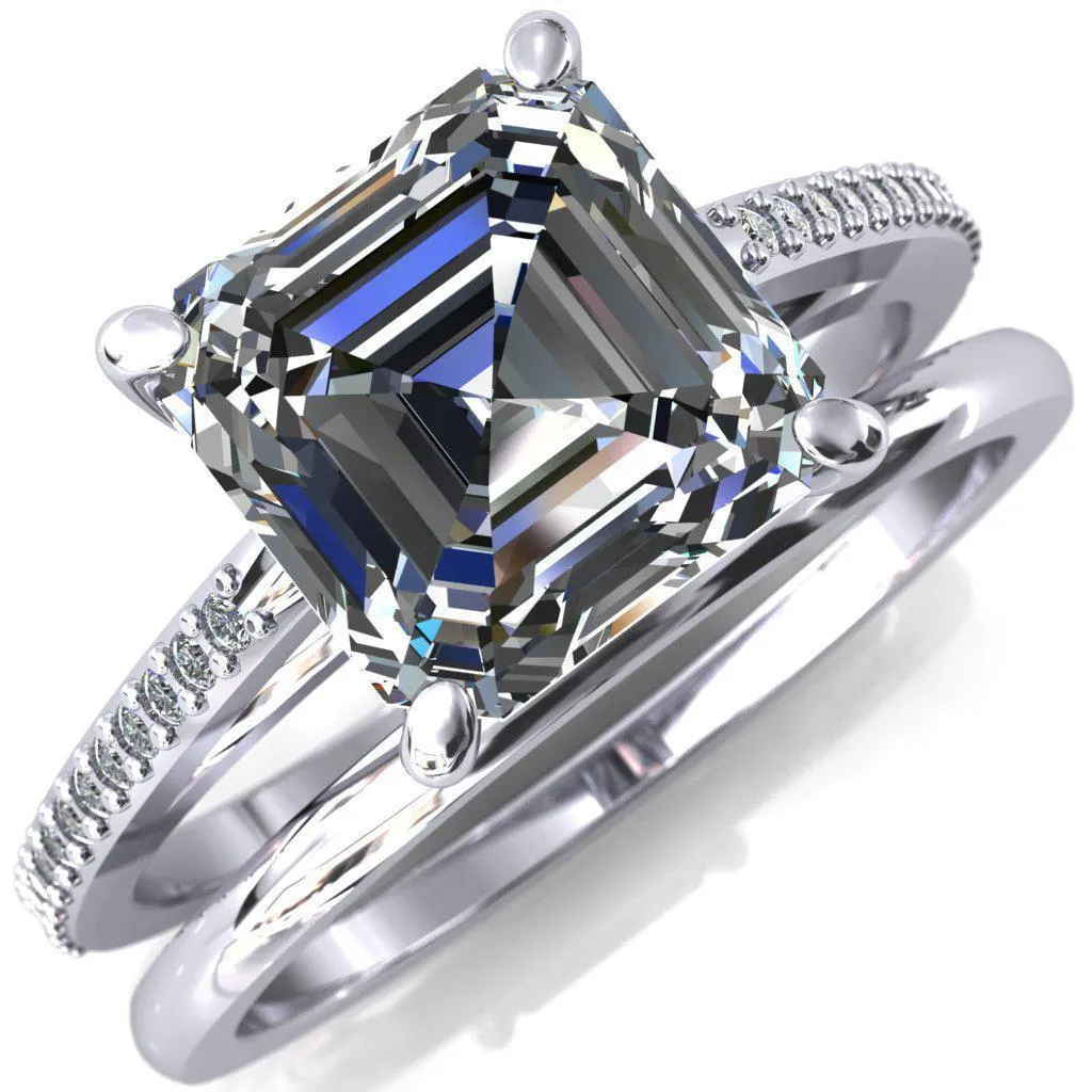 Sylvia Asscher Moissanite Half-Eternity Diamond Prong-Set Ring