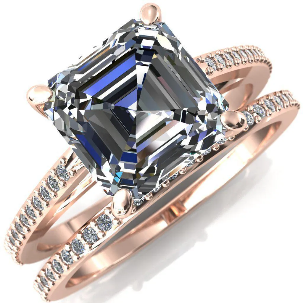 Sylvia Asscher Moissanite Half-Eternity Diamond Prong-Set Ring