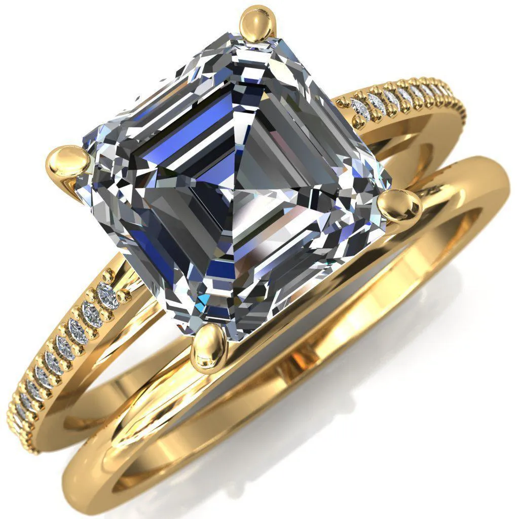 Sylvia Asscher Moissanite Half-Eternity Diamond Prong-Set Ring