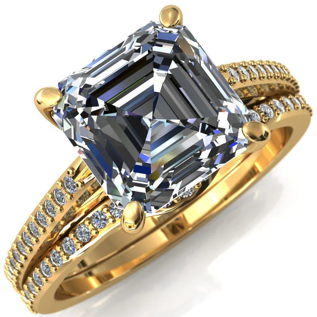 Sylvia Asscher Moissanite Half-Eternity Diamond Prong-Set Ring