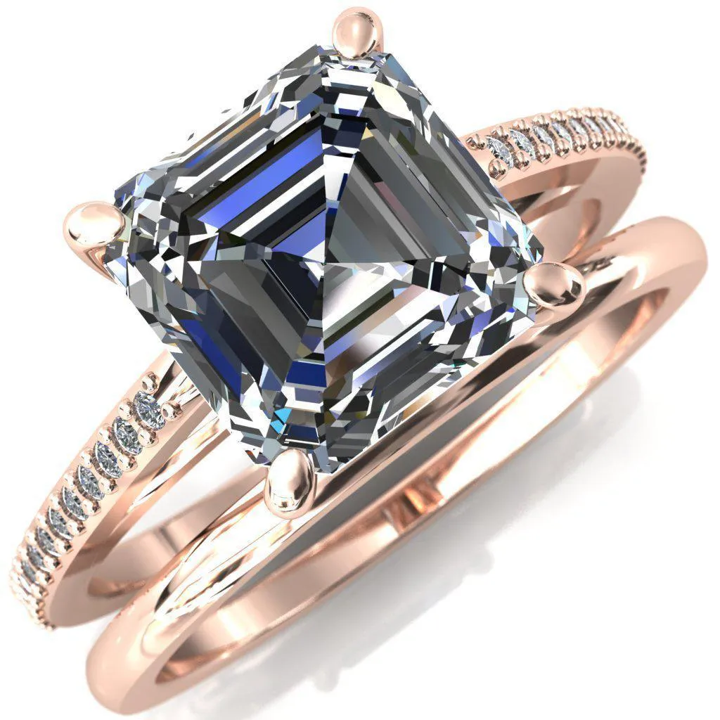 Sylvia Asscher Moissanite Half-Eternity Diamond Prong-Set Ring