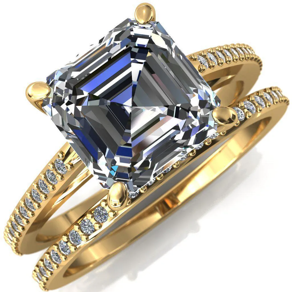 Sylvia Asscher Moissanite Half-Eternity Diamond Prong-Set Ring