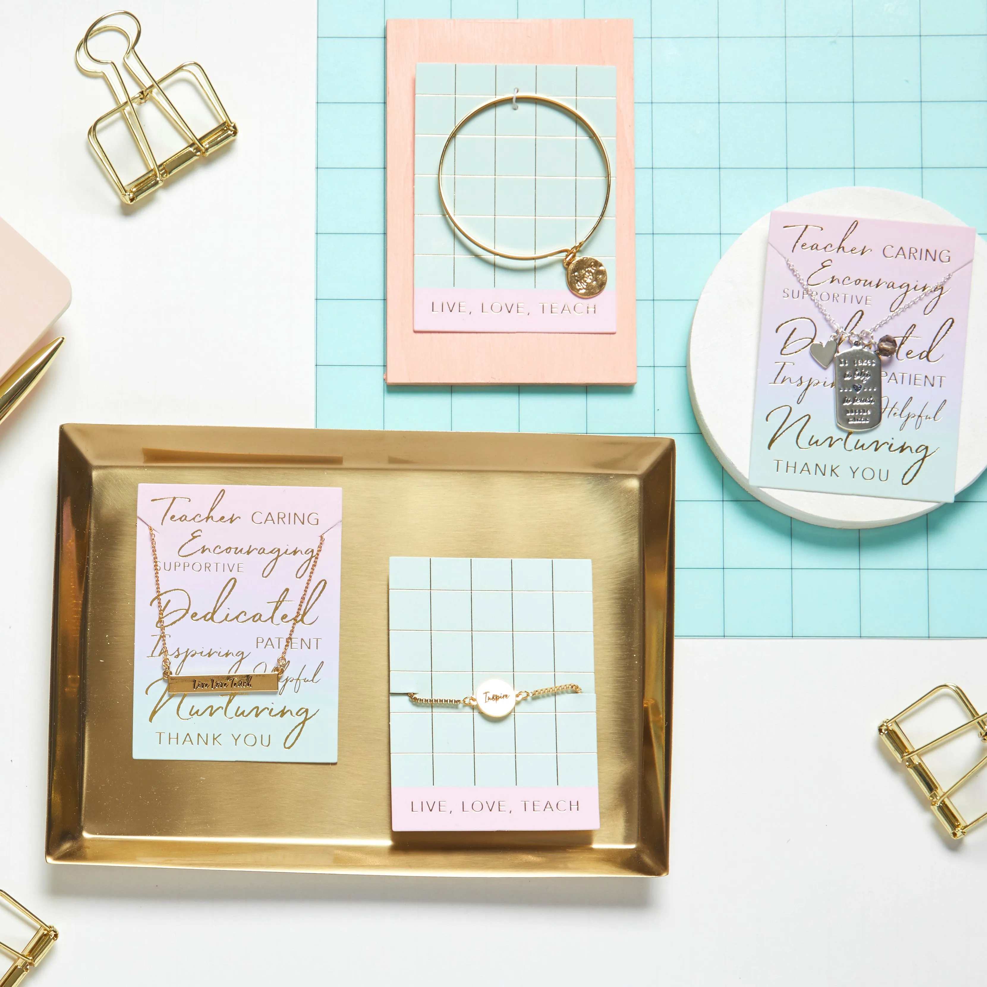 Teacher Bar Necklace in Gold
