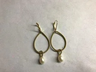 Teardrop Earrings  with Freshwater Pearl