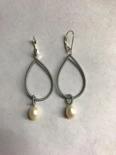 Teardrop Earrings  with Freshwater Pearl