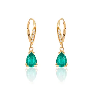 Teardrop Emerald Drop Earrings in 14k