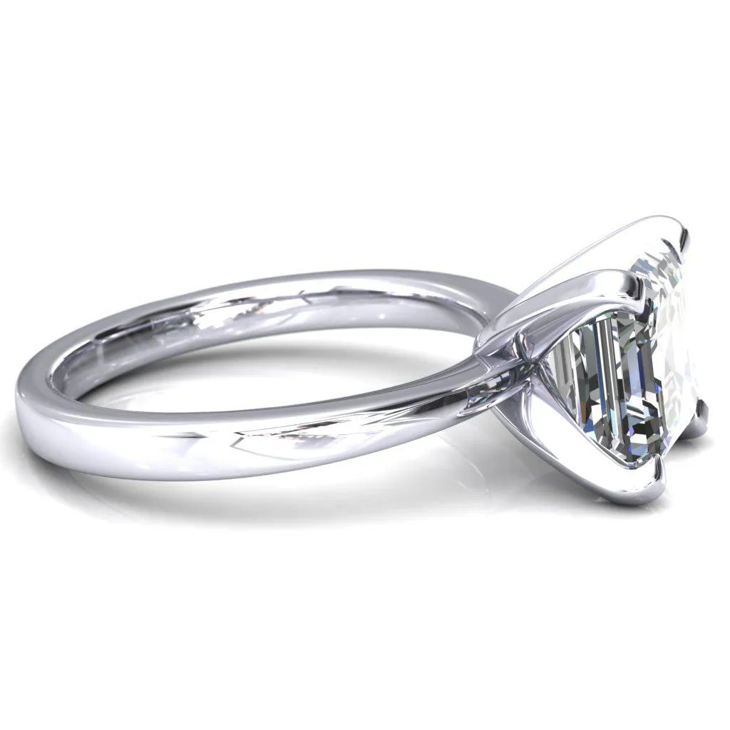 Tessa Asscher Moissanite 4  Prong Pitched Shoulders Solitaire Engagement Ring
