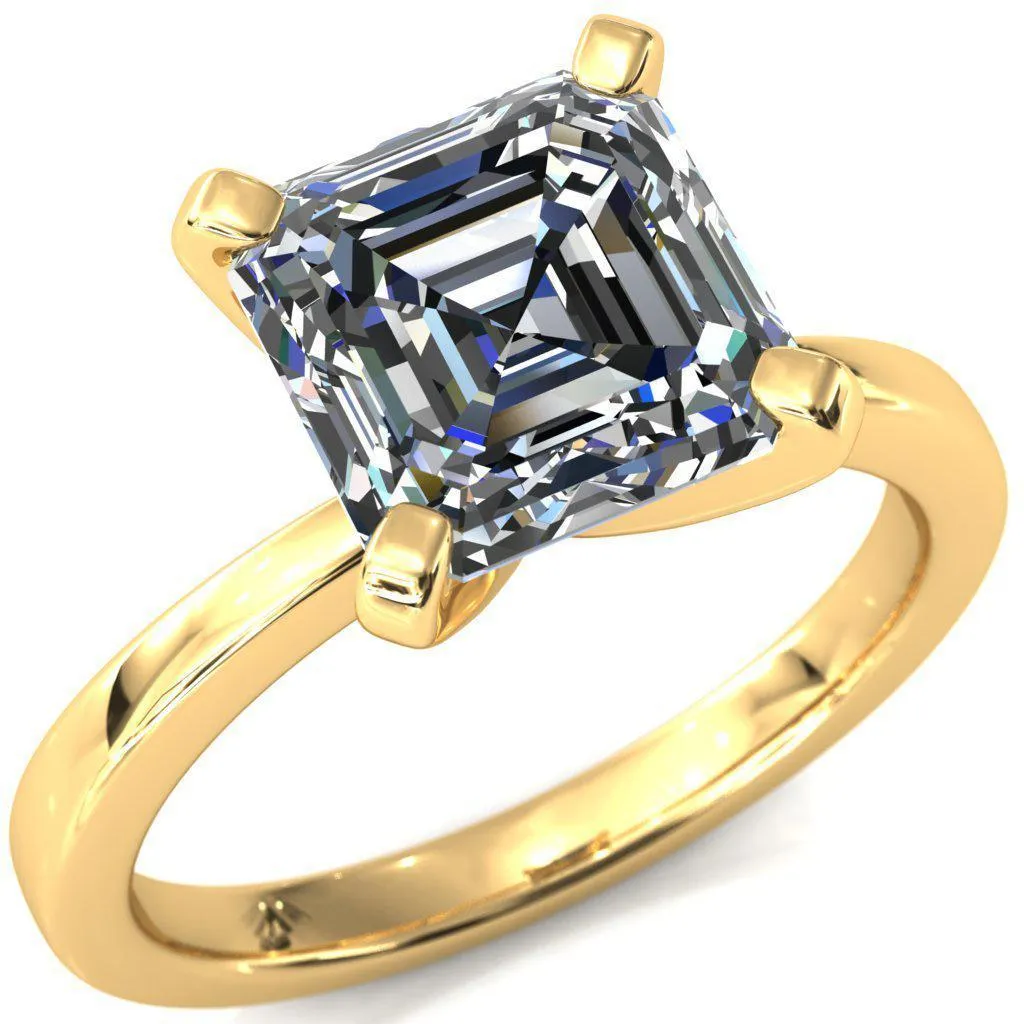 Tessa Asscher Moissanite 4  Prong Pitched Shoulders Solitaire Engagement Ring