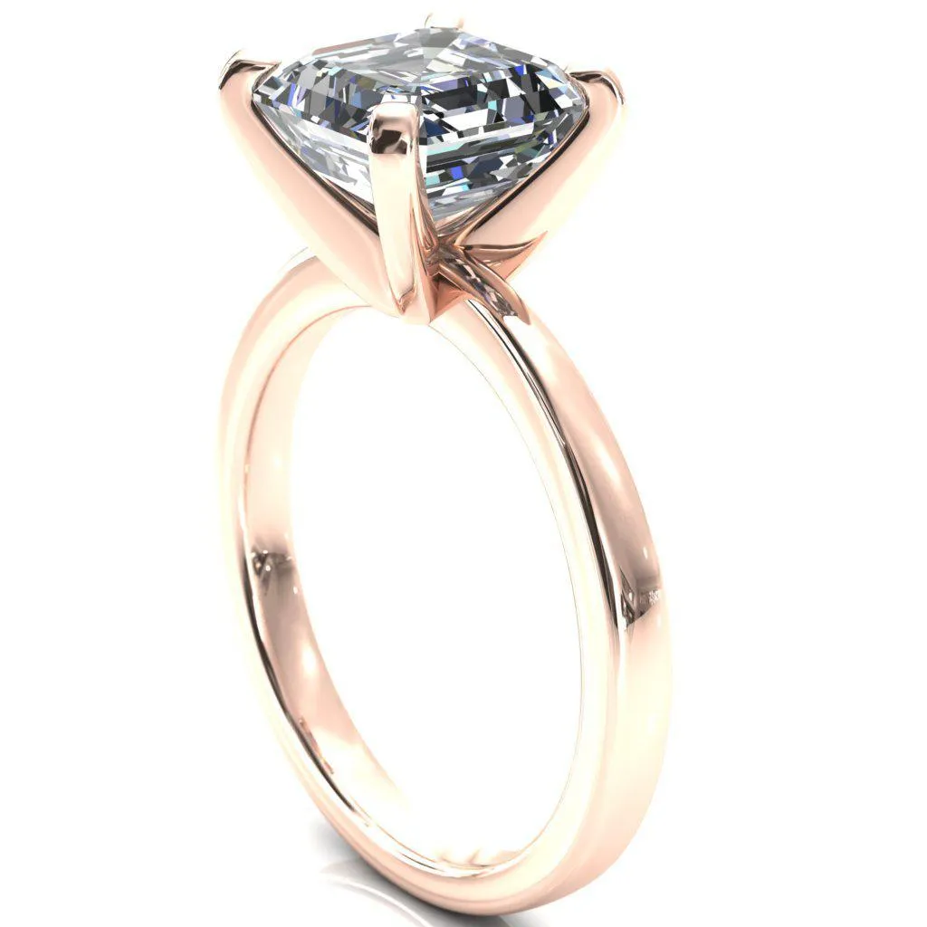 Tessa Asscher Moissanite 4  Prong Pitched Shoulders Solitaire Engagement Ring