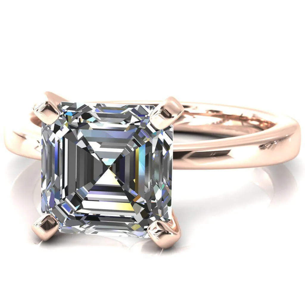 Tessa Asscher Moissanite 4  Prong Pitched Shoulders Solitaire Engagement Ring
