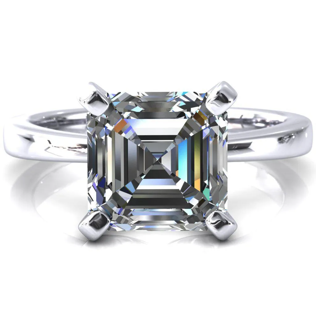 Tessa Asscher Moissanite 4  Prong Pitched Shoulders Solitaire Engagement Ring