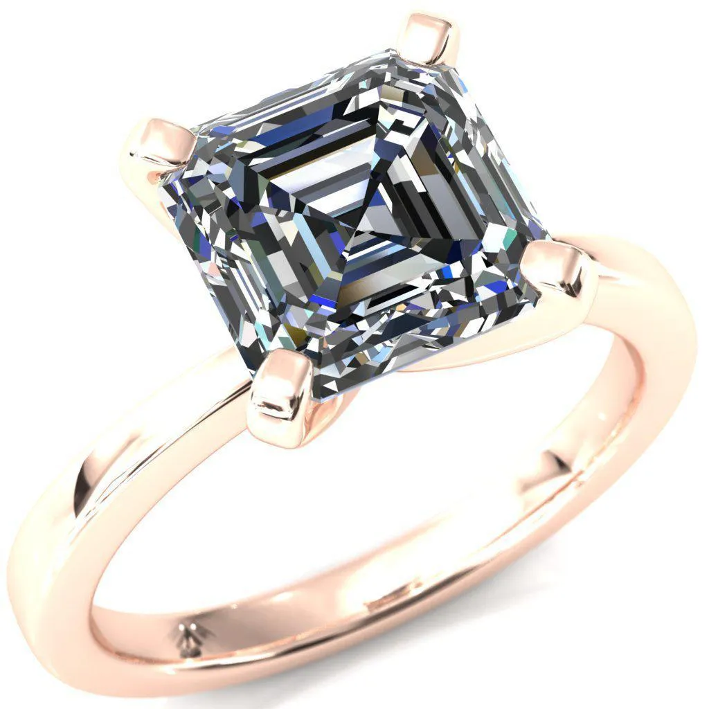 Tessa Asscher Moissanite 4  Prong Pitched Shoulders Solitaire Engagement Ring