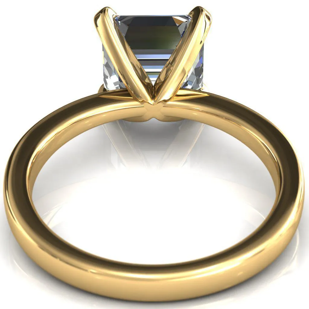 Tessa Asscher Moissanite 4  Prong Pitched Shoulders Solitaire Engagement Ring