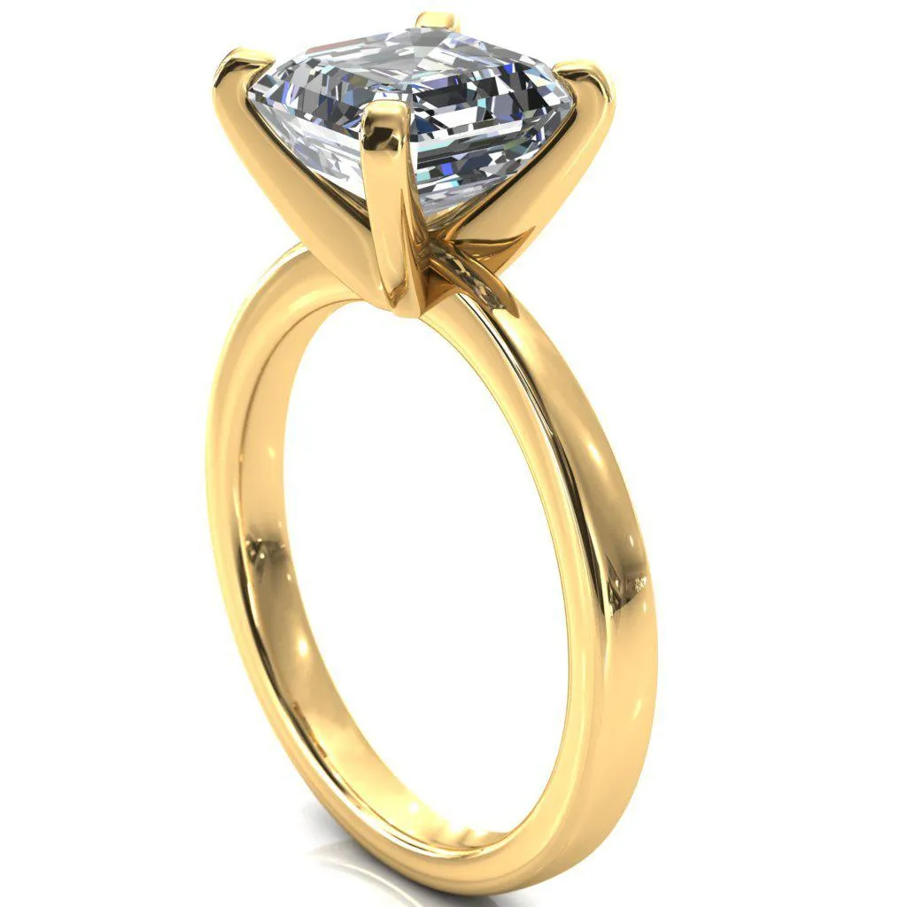 Tessa Asscher Moissanite 4  Prong Pitched Shoulders Solitaire Engagement Ring