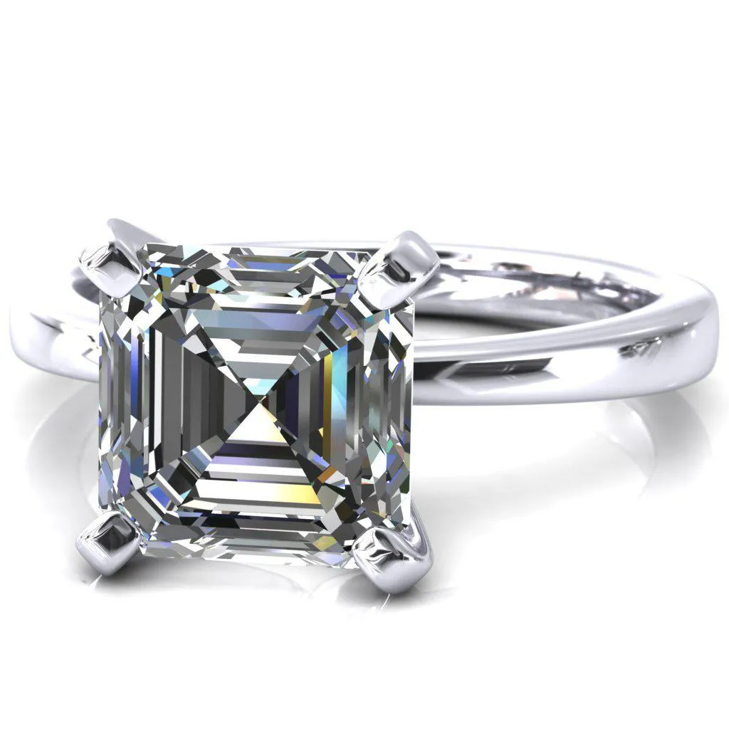 Tessa Asscher Moissanite 4  Prong Pitched Shoulders Solitaire Engagement Ring