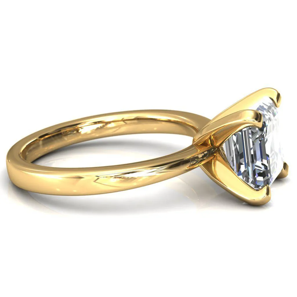Tessa Asscher Moissanite 4  Prong Pitched Shoulders Solitaire Engagement Ring