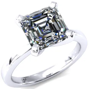 Tessa Asscher Moissanite 4  Prong Pitched Shoulders Solitaire Engagement Ring