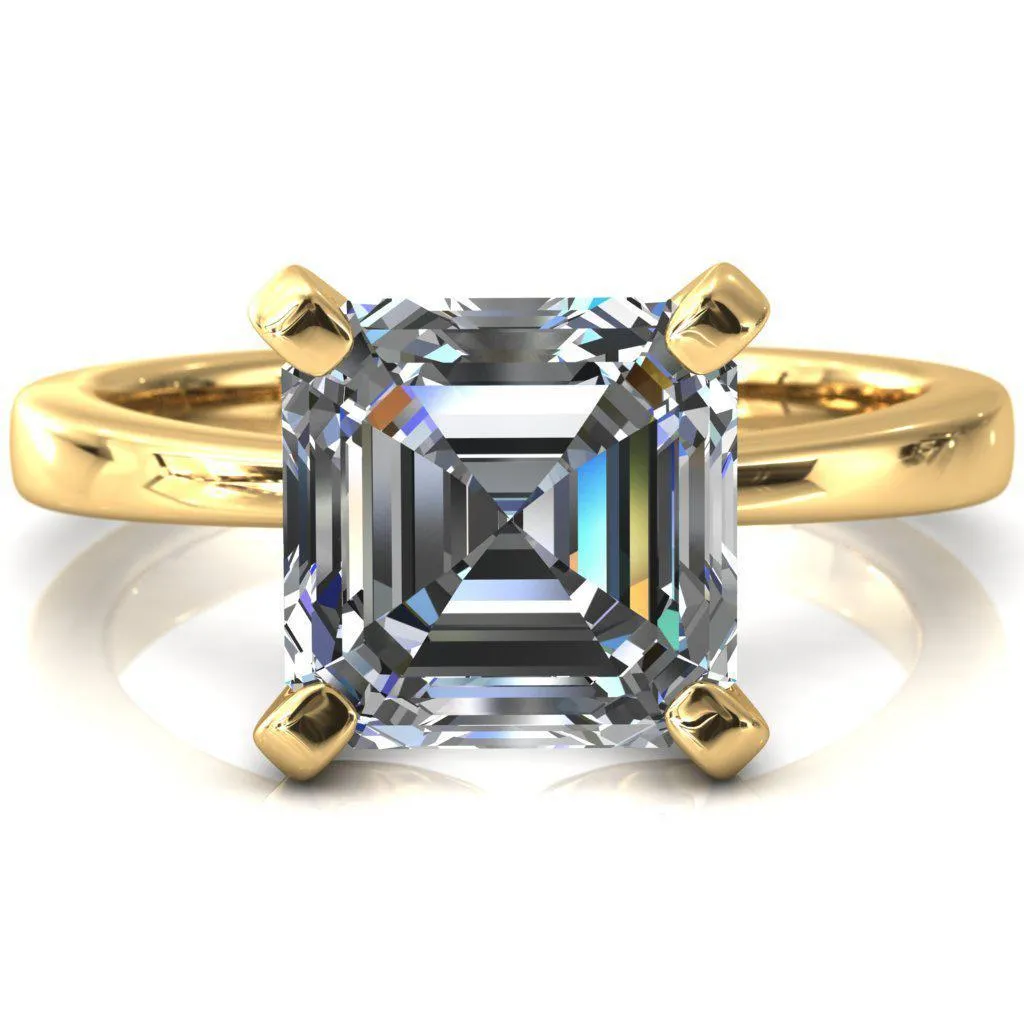 Tessa Asscher Moissanite 4  Prong Pitched Shoulders Solitaire Engagement Ring