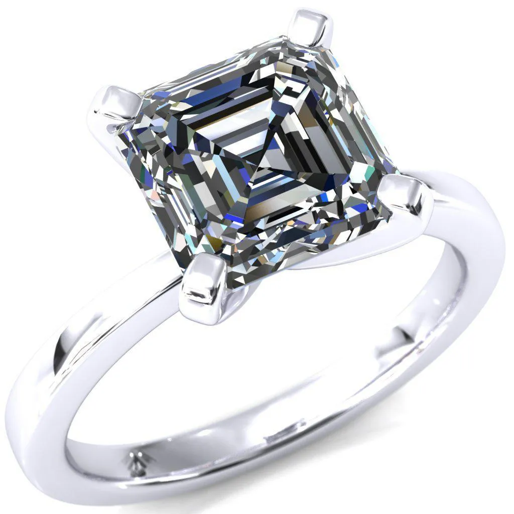 Tessa Asscher Moissanite 4  Prong Pitched Shoulders Solitaire Engagement Ring