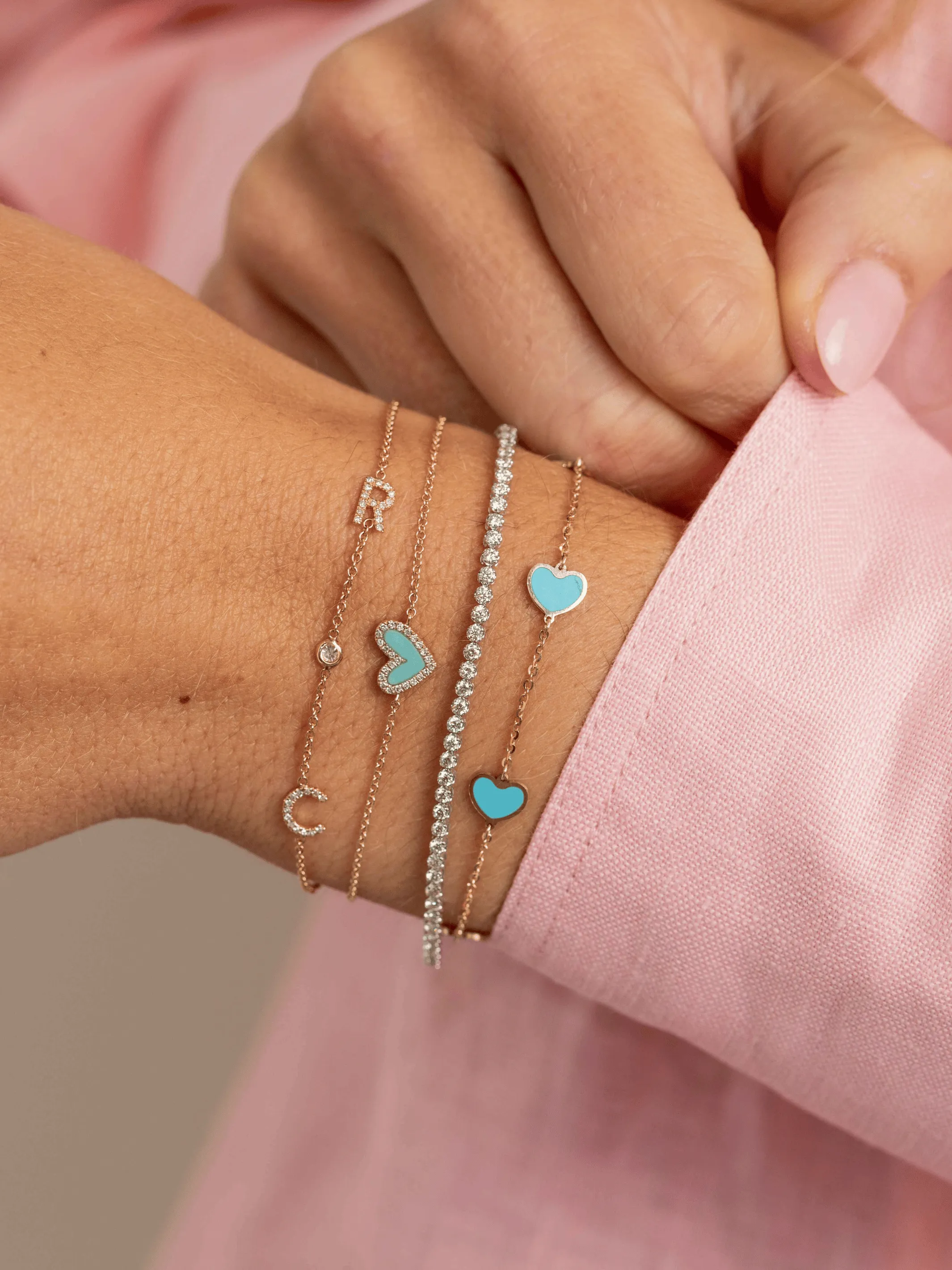 The Diamond Initial Bracelet 14K - 2 Letters