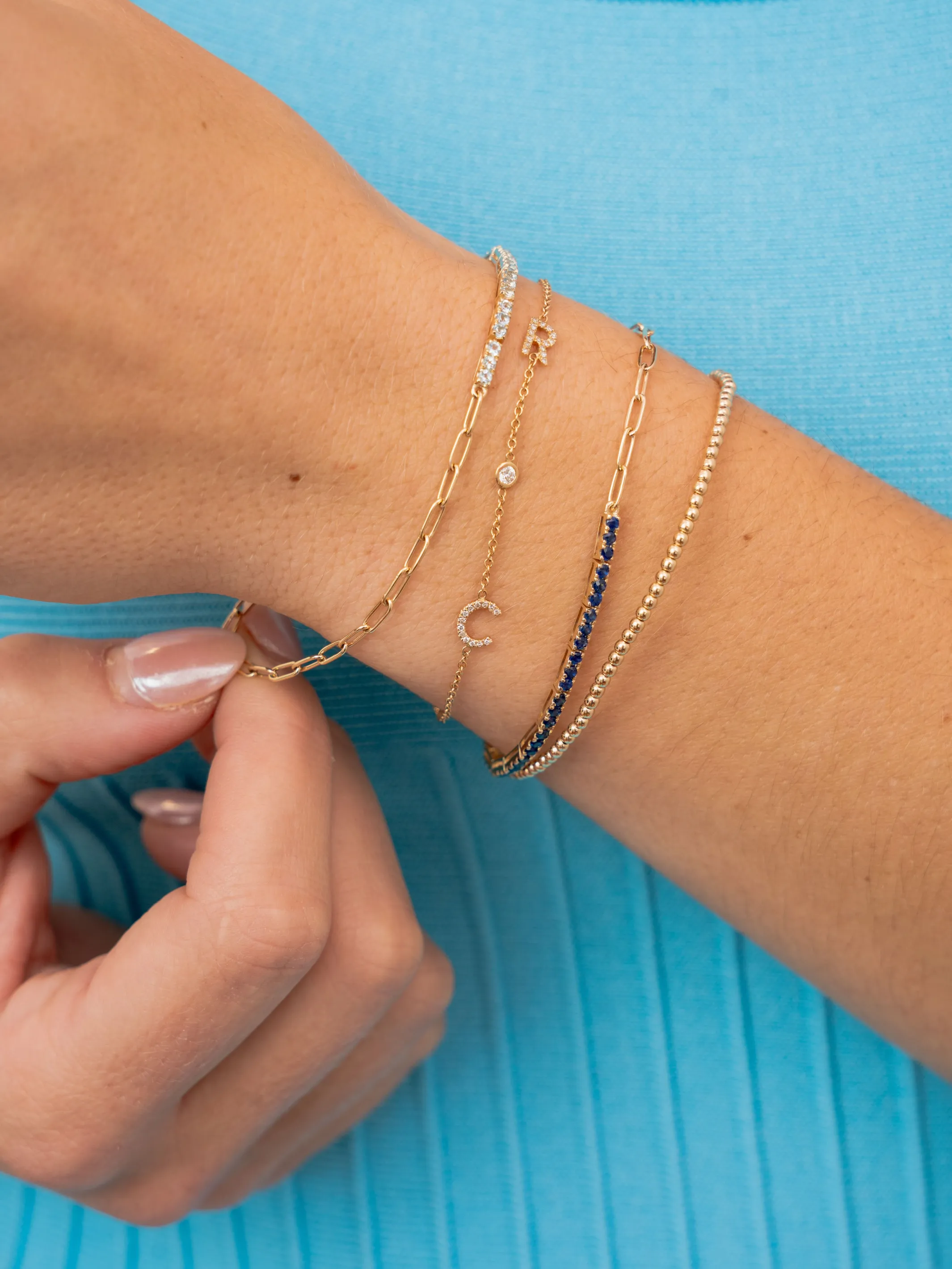 The Diamond Initial Bracelet 14K - 2 Letters
